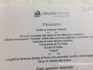 Abano Terme, Atlantic Terme, Hotelkarte mit hochwertigen Produkten, menu d'hôtel avec des produits de haute qualité